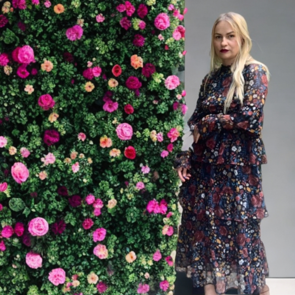 Boho floral roses full length maxi dress SMALL